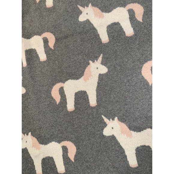 Mud Pie Gray Unicorn Baby Crib Blanket Child 34 x 39" Cotton - Picture 2 of 7
